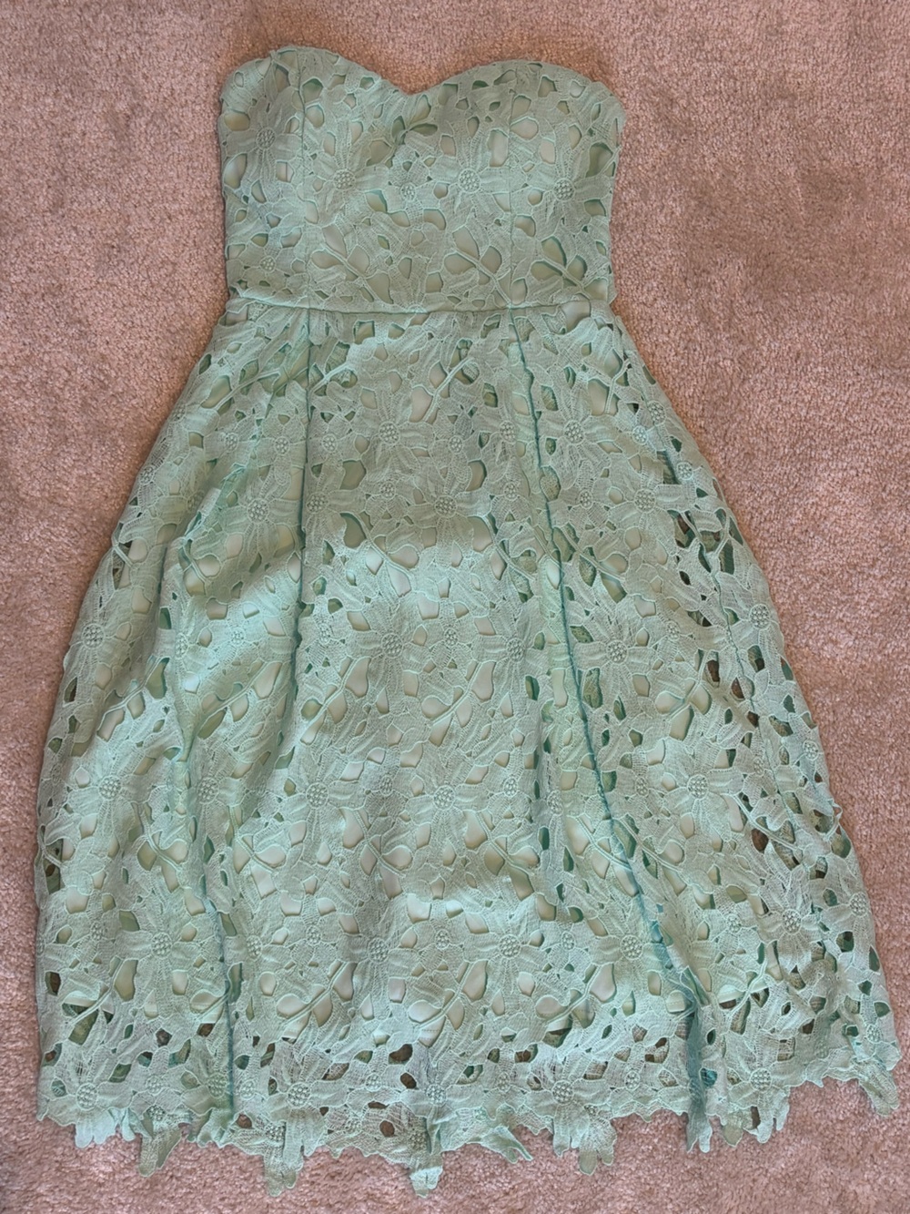 Mint Lace Strapless Dress